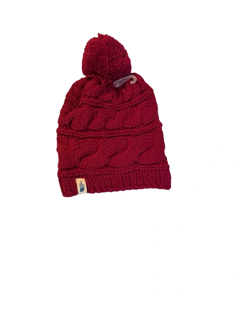 New-The North Face Pom Cable Knit Beanie - Burgundy One Size Fits All Unisex
